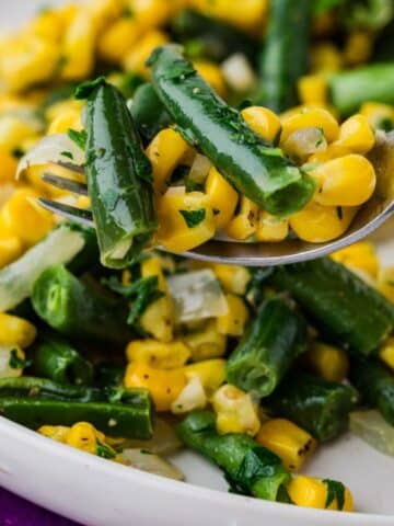 Close Up Of Green Beans And Corn