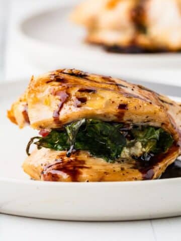 Close Up Of Spinach and Goat Cheese Chicken Breasts